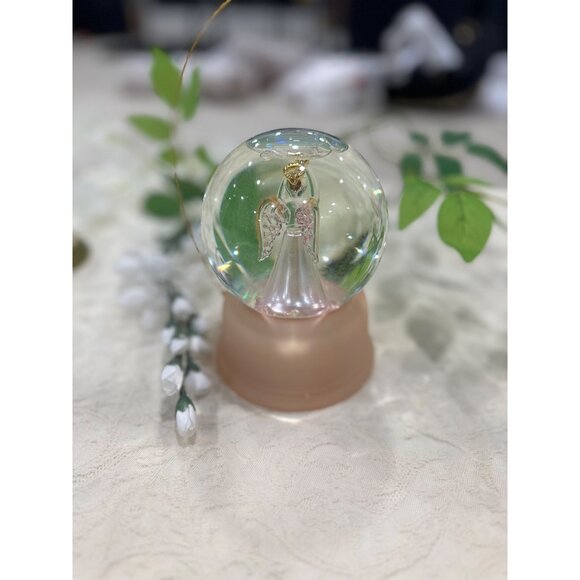 Angel Musical Snow Globe By Roman Inc. With Gold Accents & Pink Base with Box - Picture 5 of 7